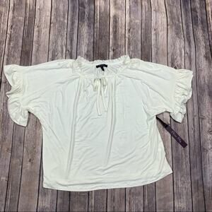 Olivia sky cream ruffle sleeve top